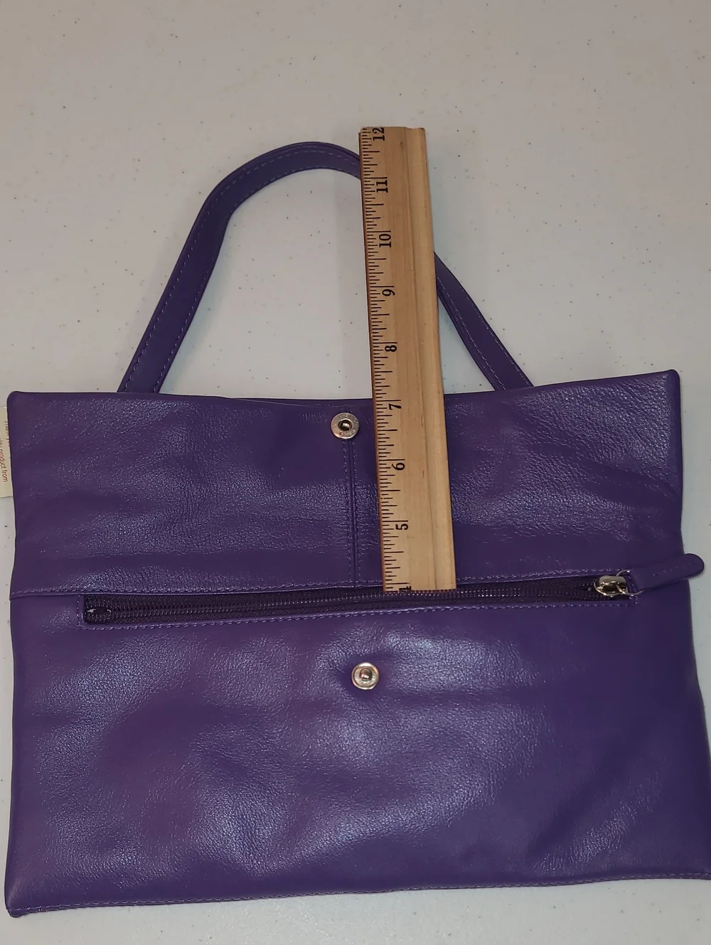 ILI Vintage 80's Leather Purple Fold-Over Shoulder Bag Satin Leopard Lining